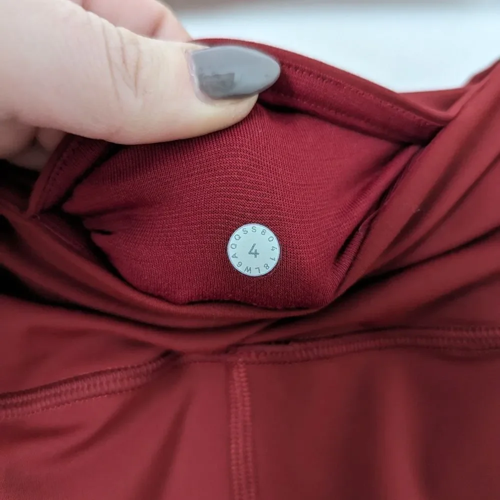 Lululemon dark sport red Run Smoothly mesh pocket nulux workout crop leggings